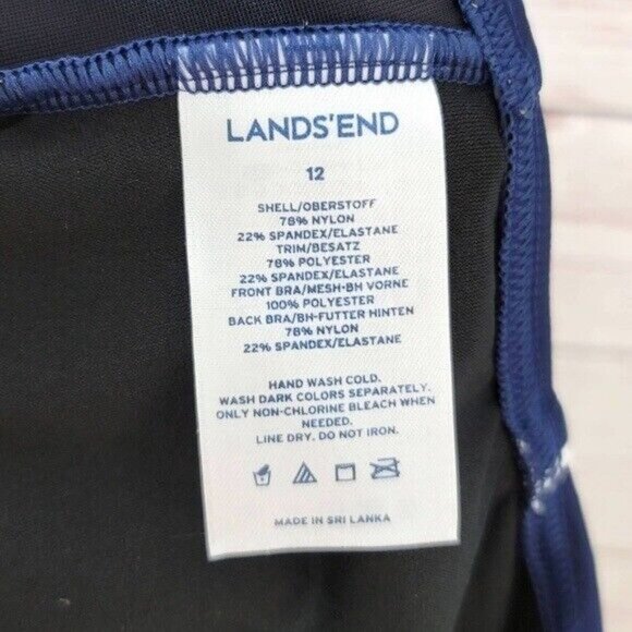 Lands' End Womens Tankini Blue Size 12 Shelf Bra Modest Scoop Neck Racerback - Picture 9 of 10